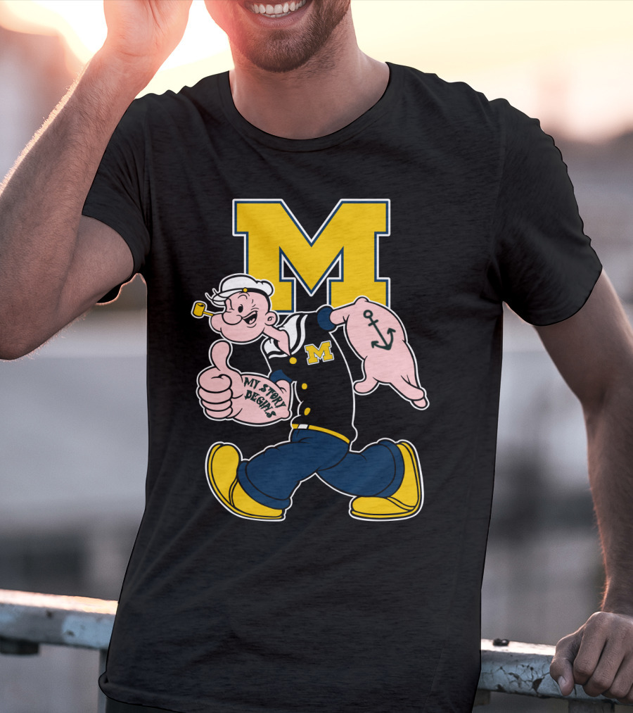 M Michigan Wolverines Popeye My Story Begins T-Shirt