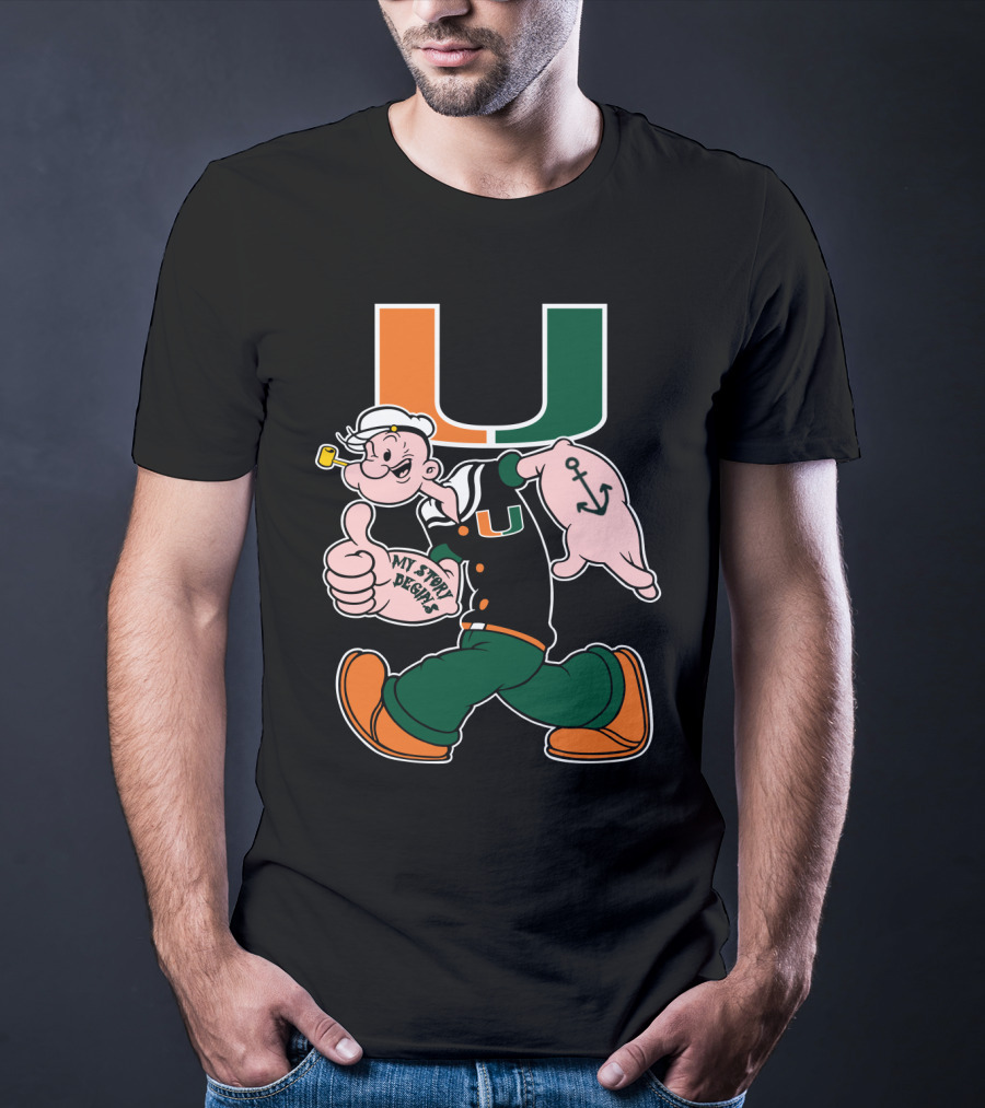Miami Hurricanes My Story Designs Popeye Anchor T-Shirt