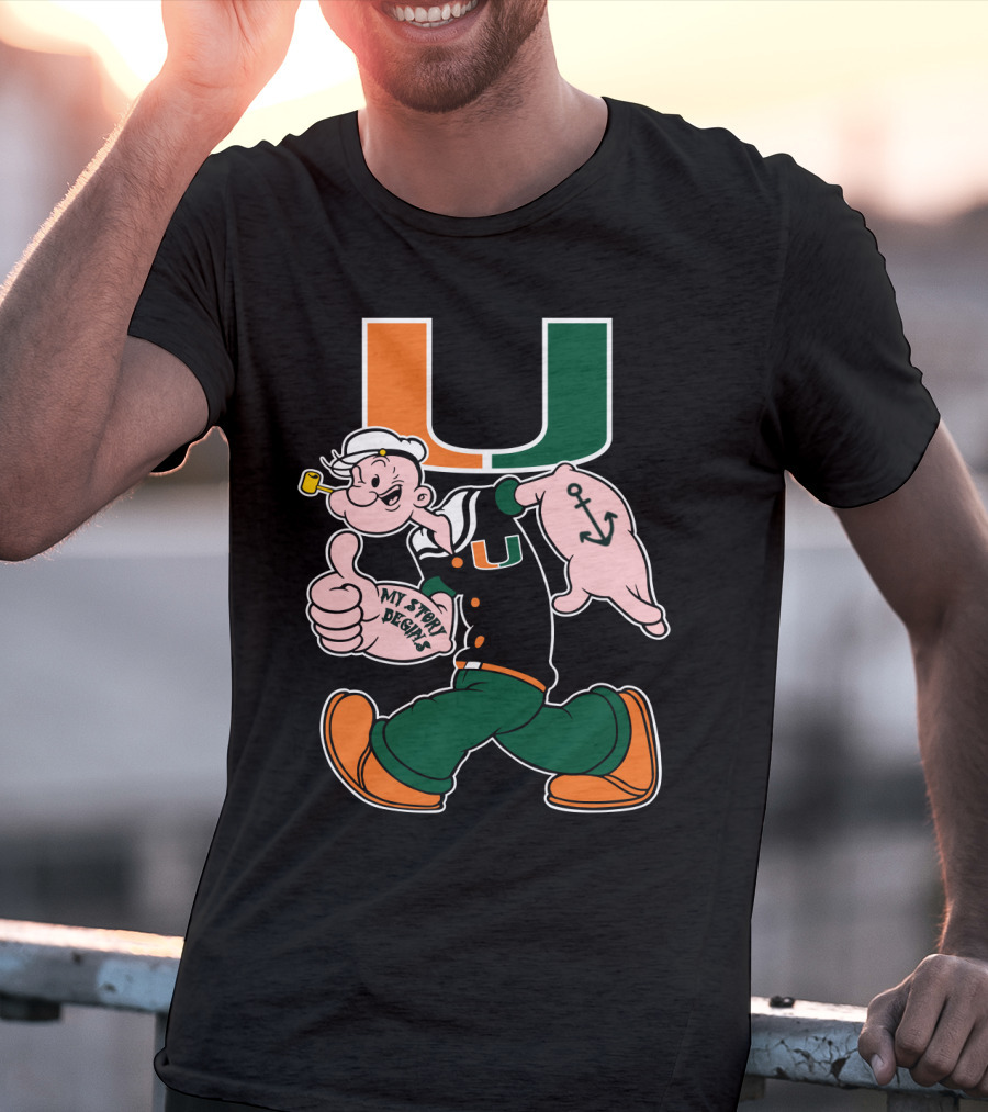 Miami Hurricanes My Story Designs Popeye Anchor T-Shirt