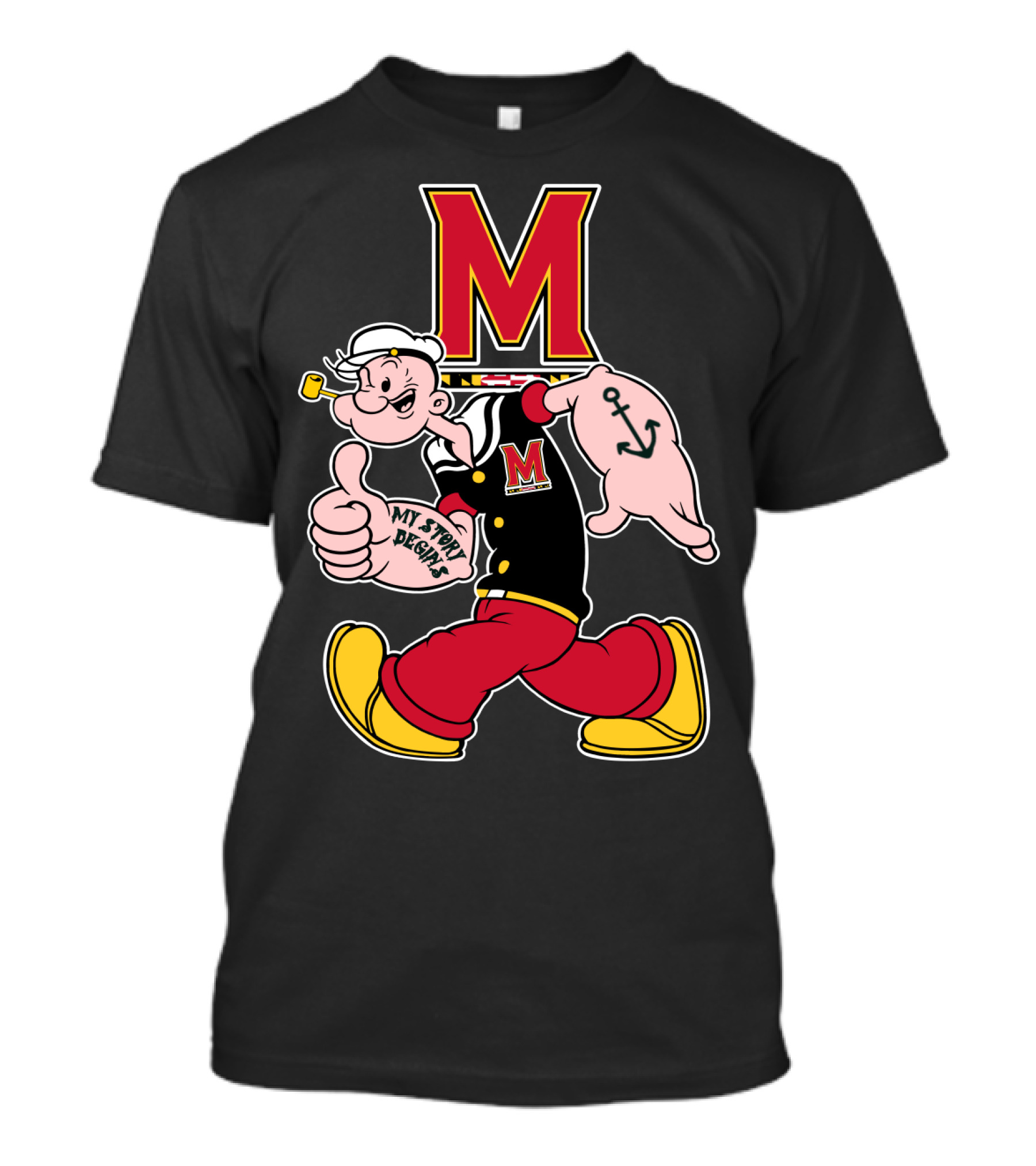 M Maryland Terrapins My Story Begins Walking Sailor T-Shirt