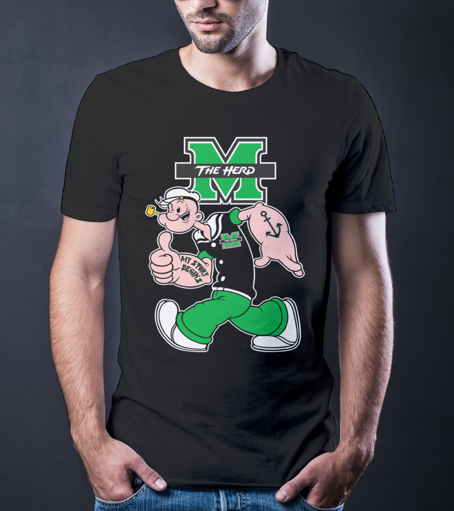Marshall Thundering Herd The Herd M Logo And Popeye My Story Designs T-Shirt