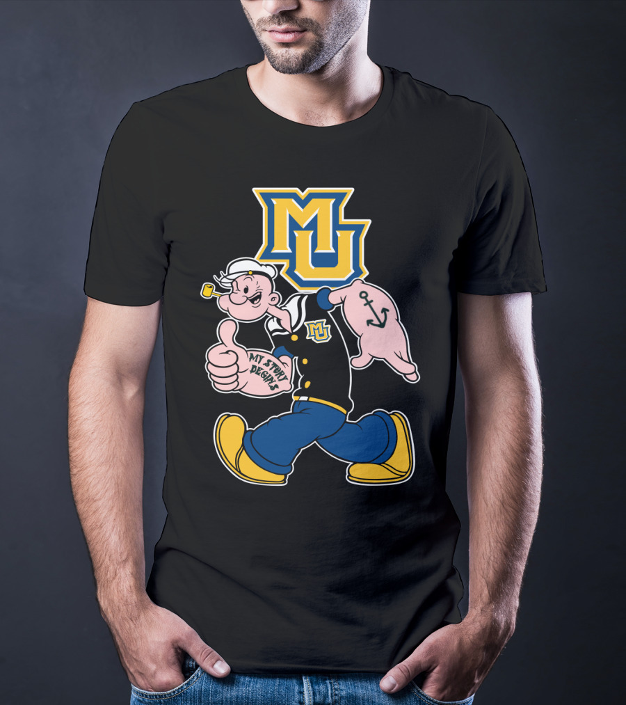 Mu Marquette Golden Eagles My Story Begins Popeye Sailor Character T-Shirt