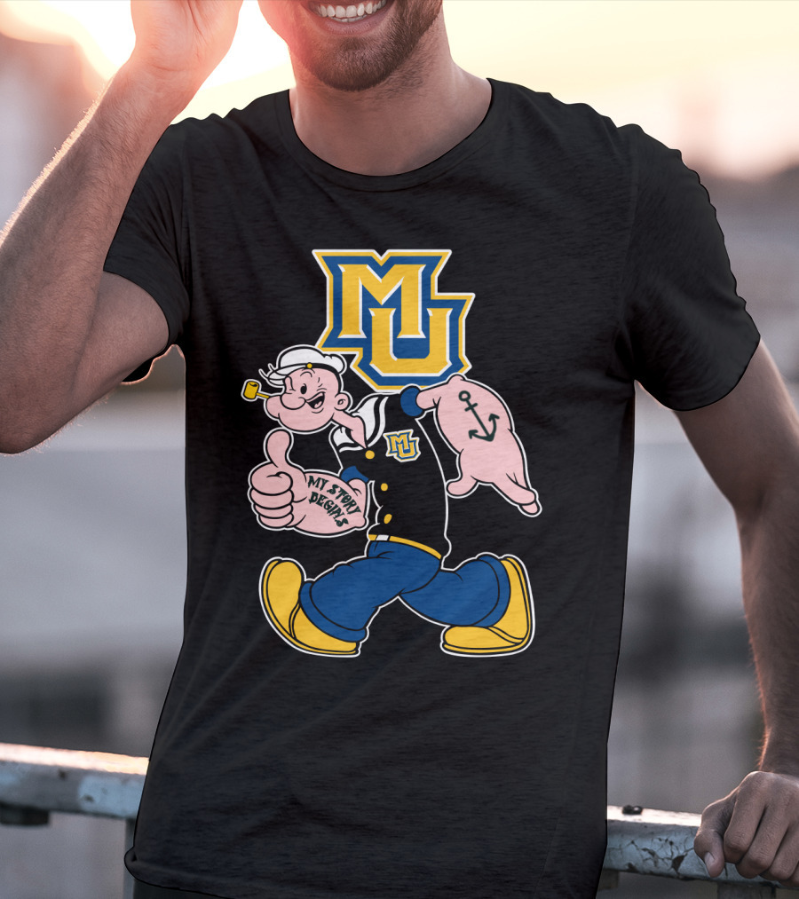 Mu Marquette Golden Eagles My Story Begins Popeye Sailor Character T-Shirt