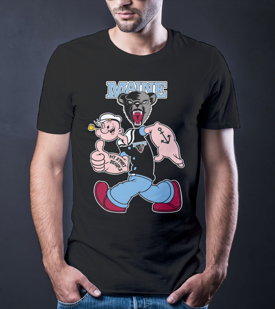 Maine Black Bears My Story Begins Popeye Crossover T-Shirt