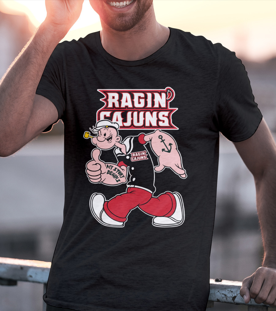 Ragin' Cajuns My Story Begins Character With Anchor Symbol T-Shirt