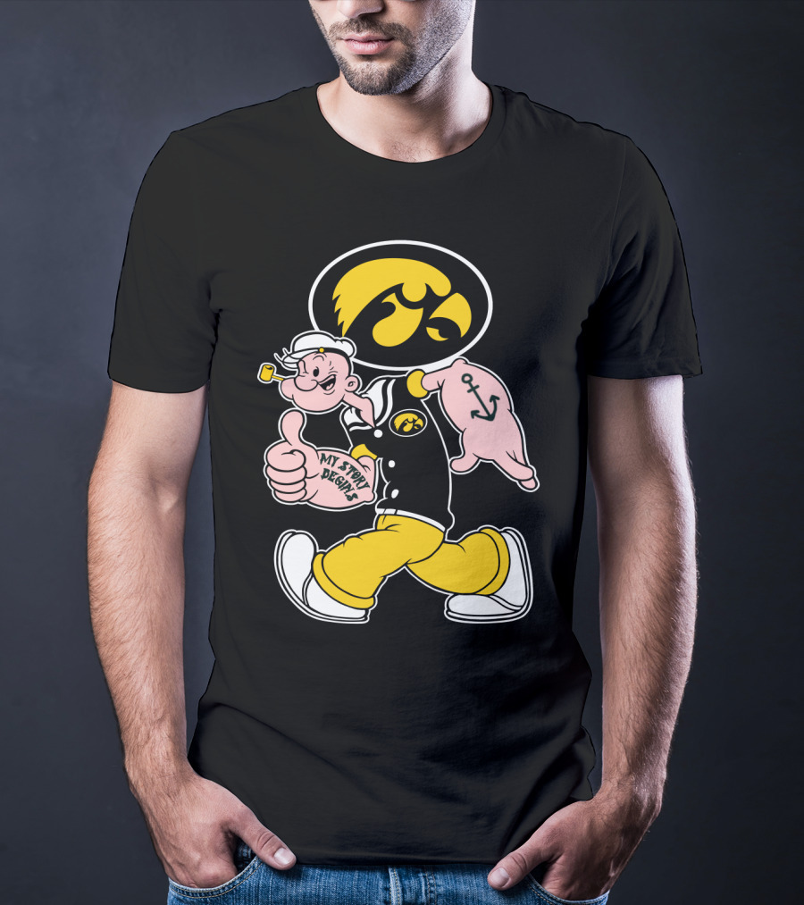 Iowa Hawkeyes My Story Designs Popeye Thumbs Up Anchor Tattoo T-Shirt