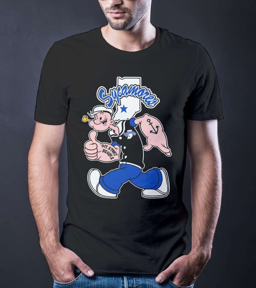 Sycamore Indiana State Sycamores My Story Begins Popeye Anchor T-Shirt