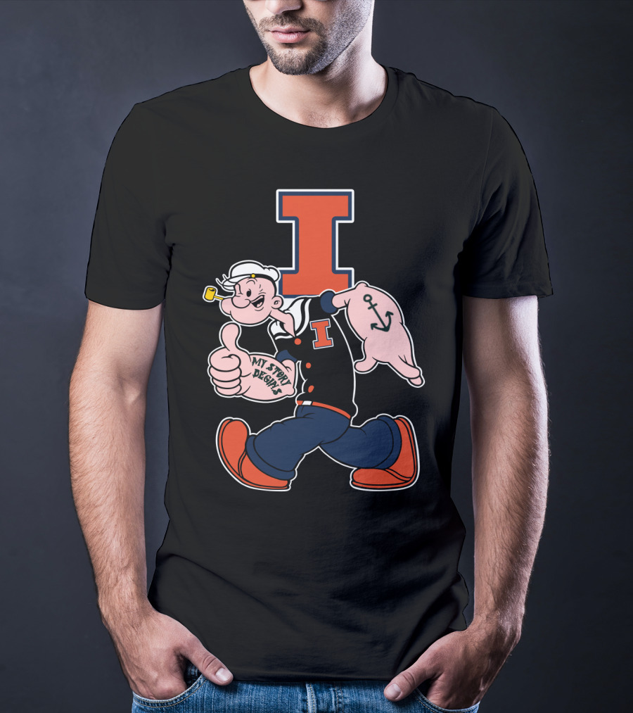 Popeye Thumbs Up Anchored Tattoo 262 Illinois Fighting Illini T-Shirt