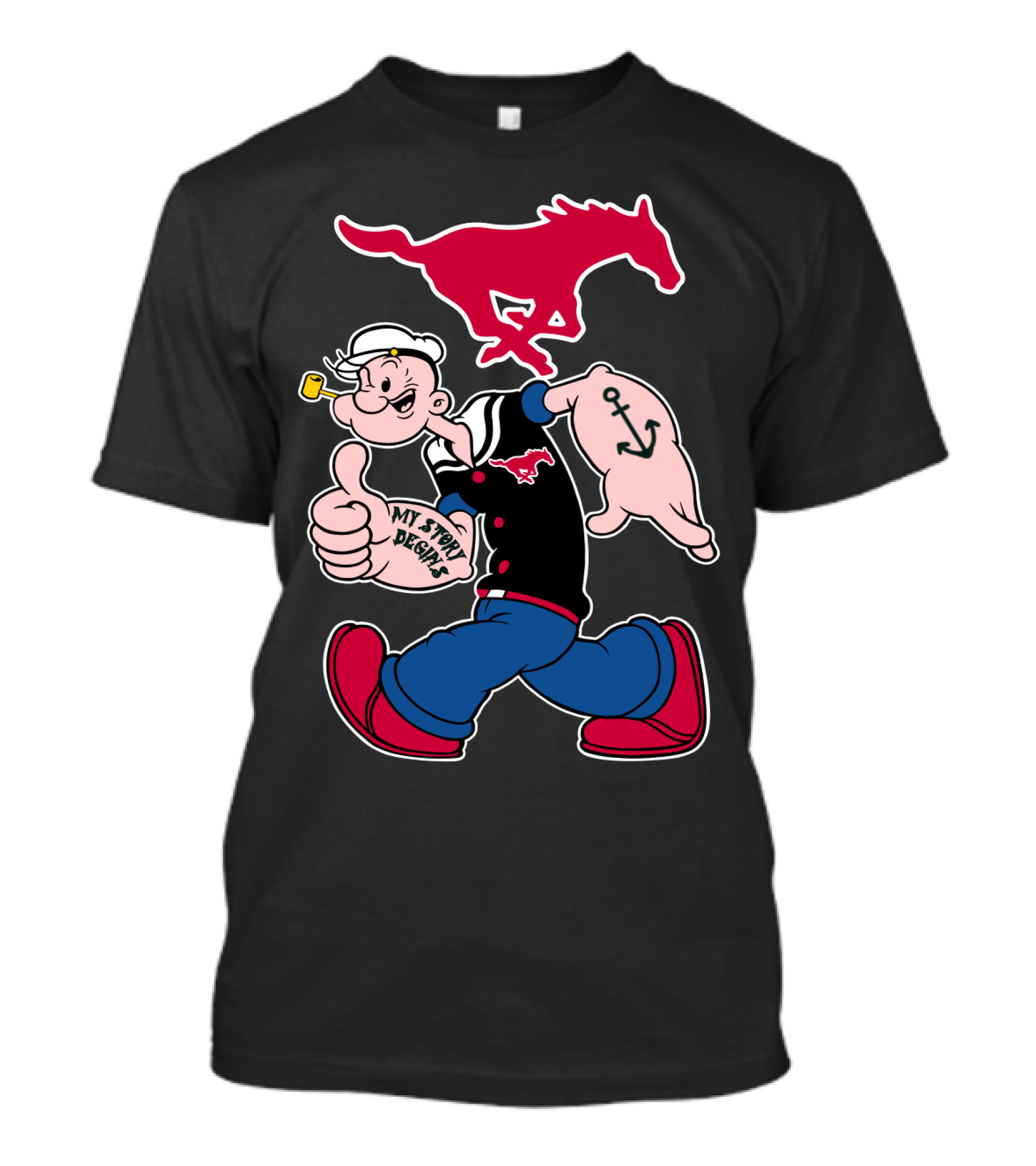 Smu Mustangs Popeye My Story Begins T-Shirt