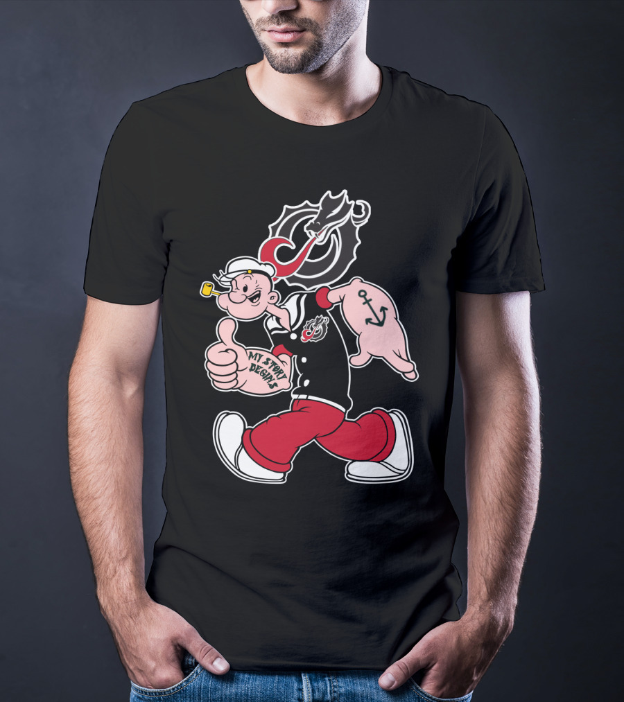 Moorhead State Dragons My Story Designs Popeye Anchor Tattoo T-Shirt