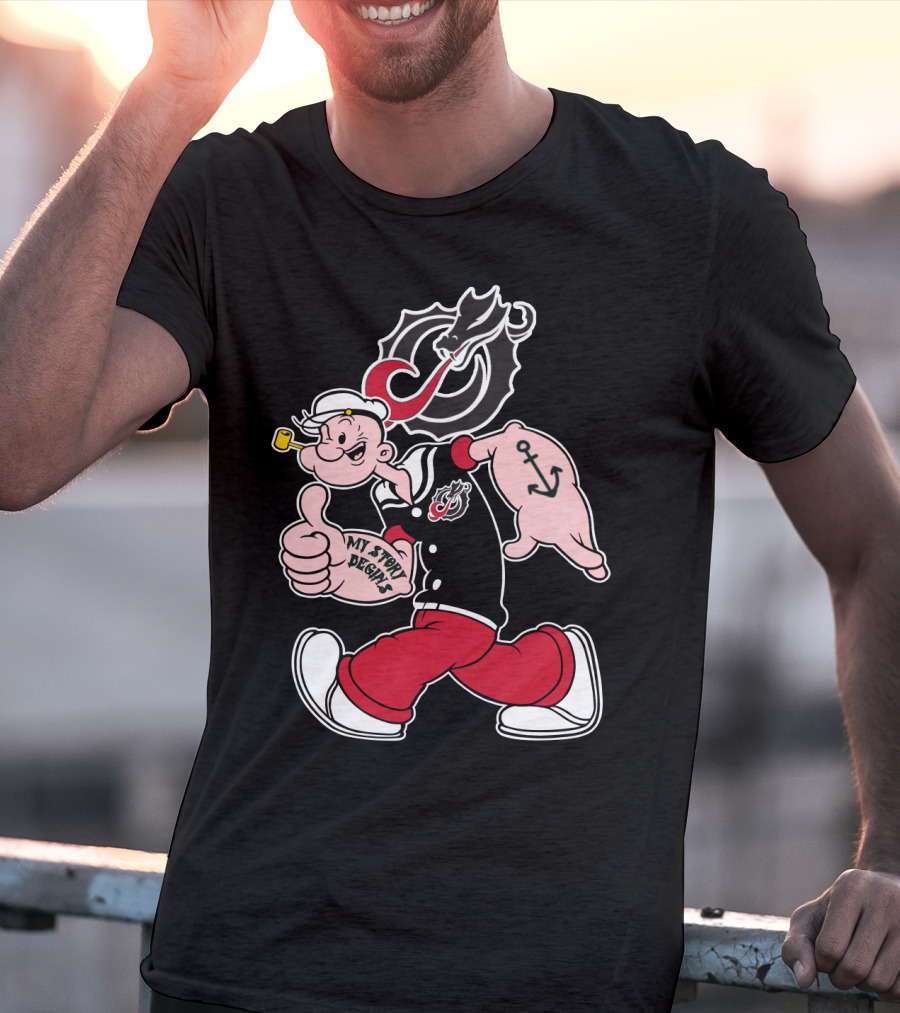 Moorhead State Dragons My Story Designs Popeye Anchor Tattoo T-Shirt