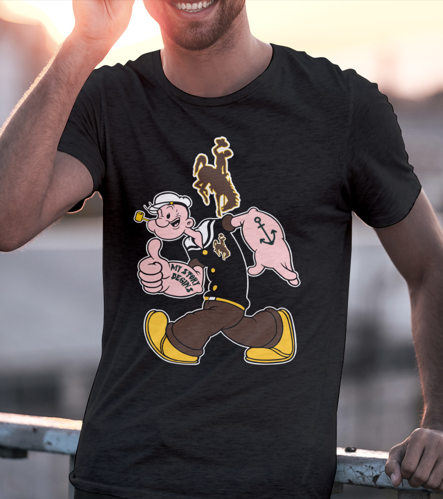 Wyoming Cowboys My Story Designs Popeye Anchor T-Shirt