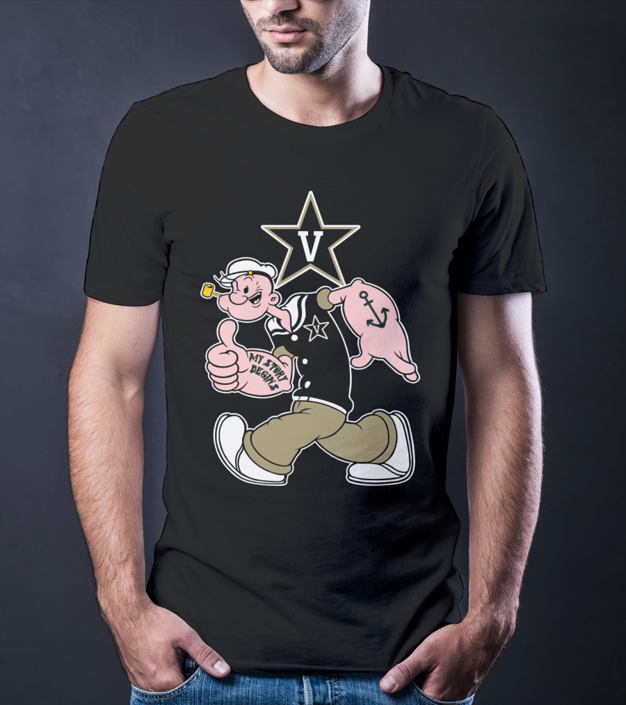 Vanderbilt Commodores V Star Popeye My Story Designs T-Shirt