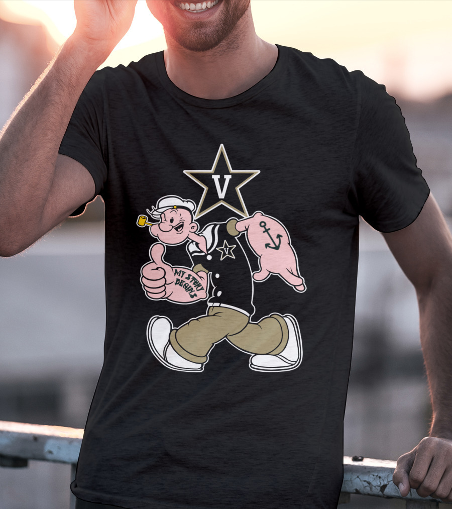 Vanderbilt Commodores V Star Popeye My Story Designs T-Shirt