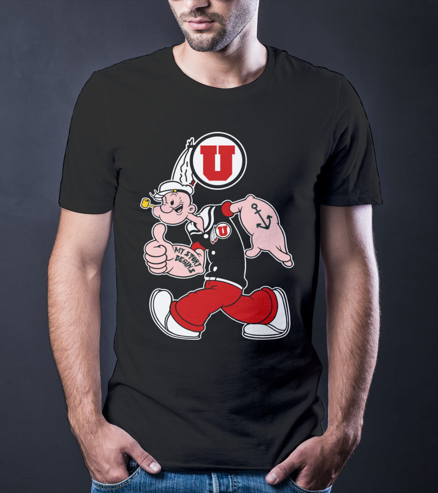 Utah Utes Popeye Thumbs Up Anchor Tattoo U T-Shirt
