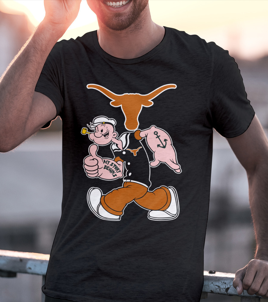 My Story Designs Texas Longhorns Popeye Anchored Thumbs Up T-Shirt