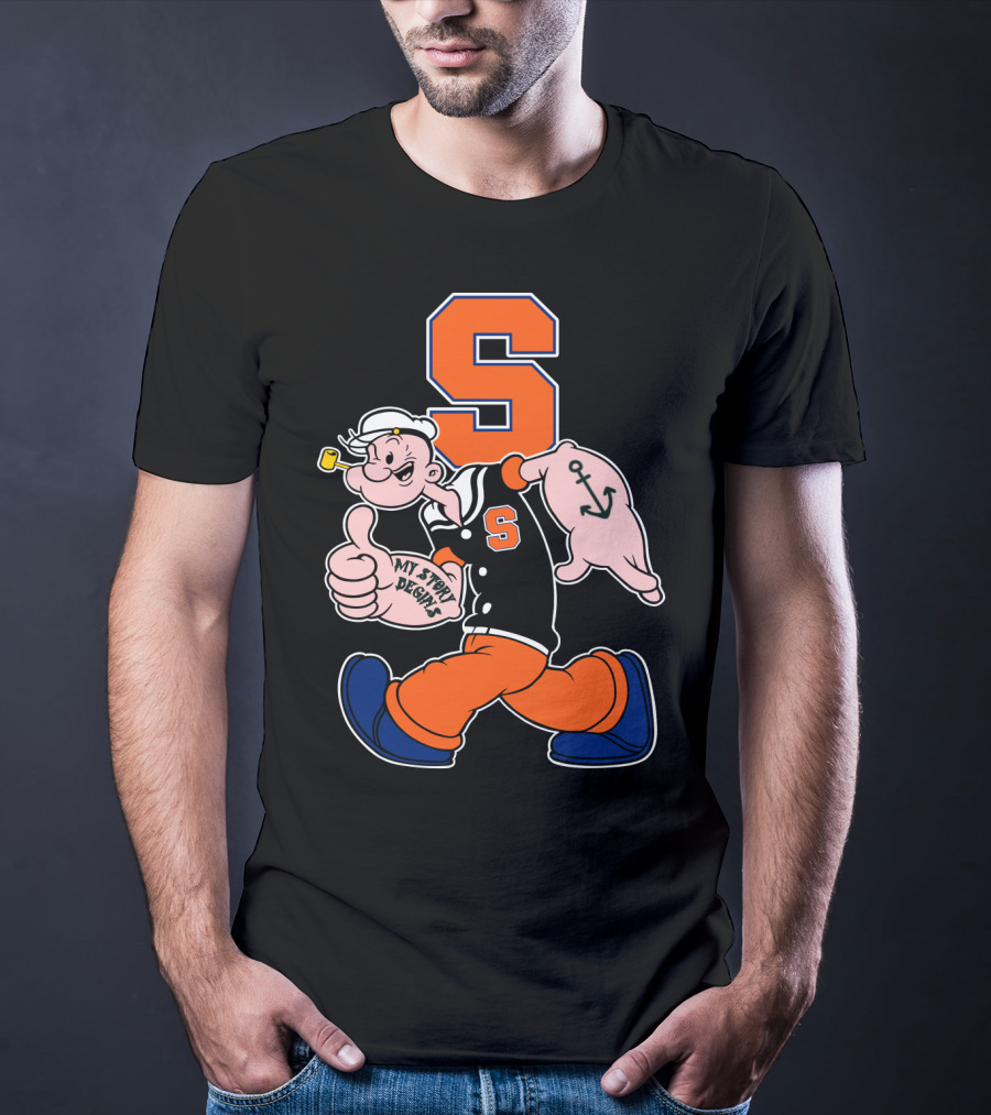 Syracuse Orange Popeye Thumbs Up Anchor Tattoo Walking My Story Designs T-Shirt