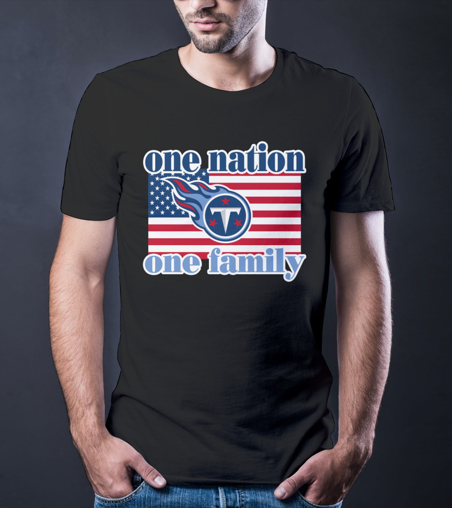 One Nation One Family Tennessee Titans American Flag T-Shirt