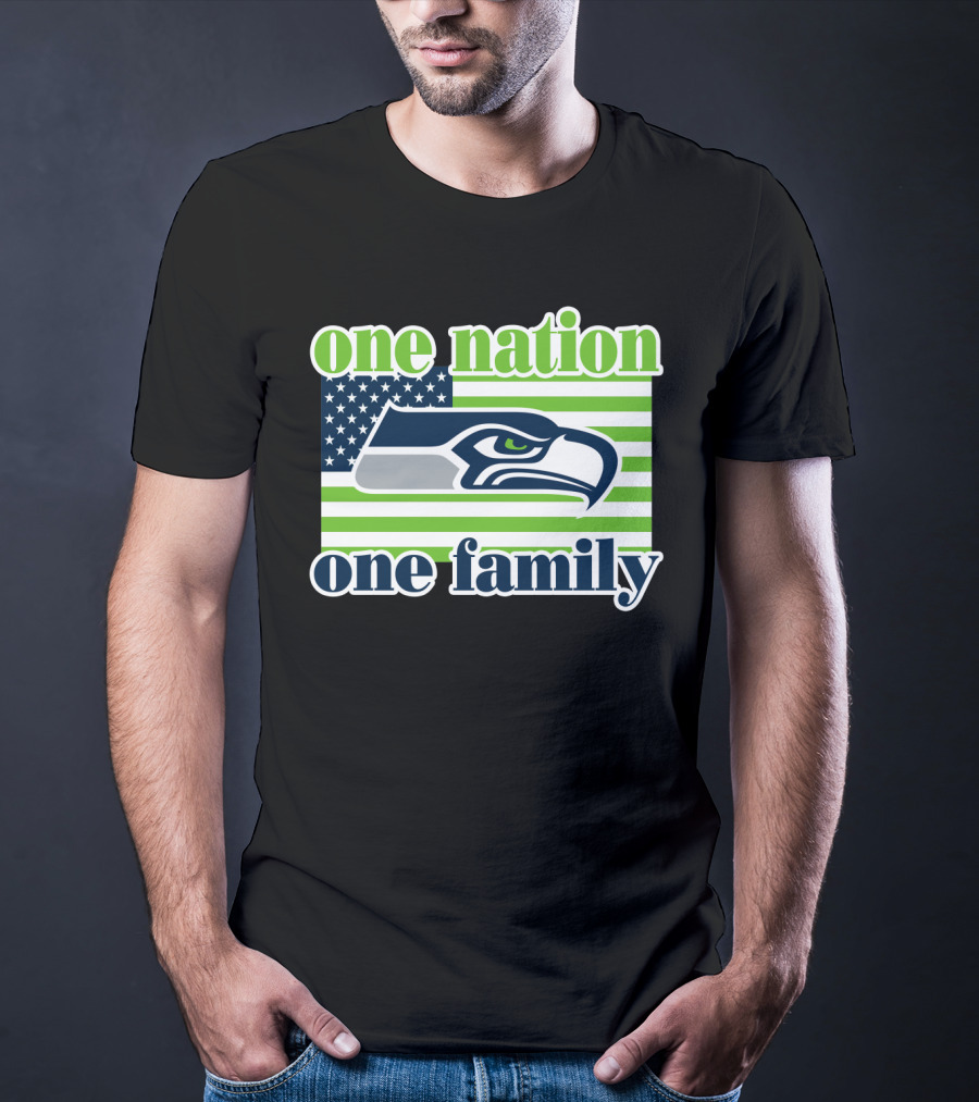 One Nation One Family Seattle Seahawks Flag T-Shirt