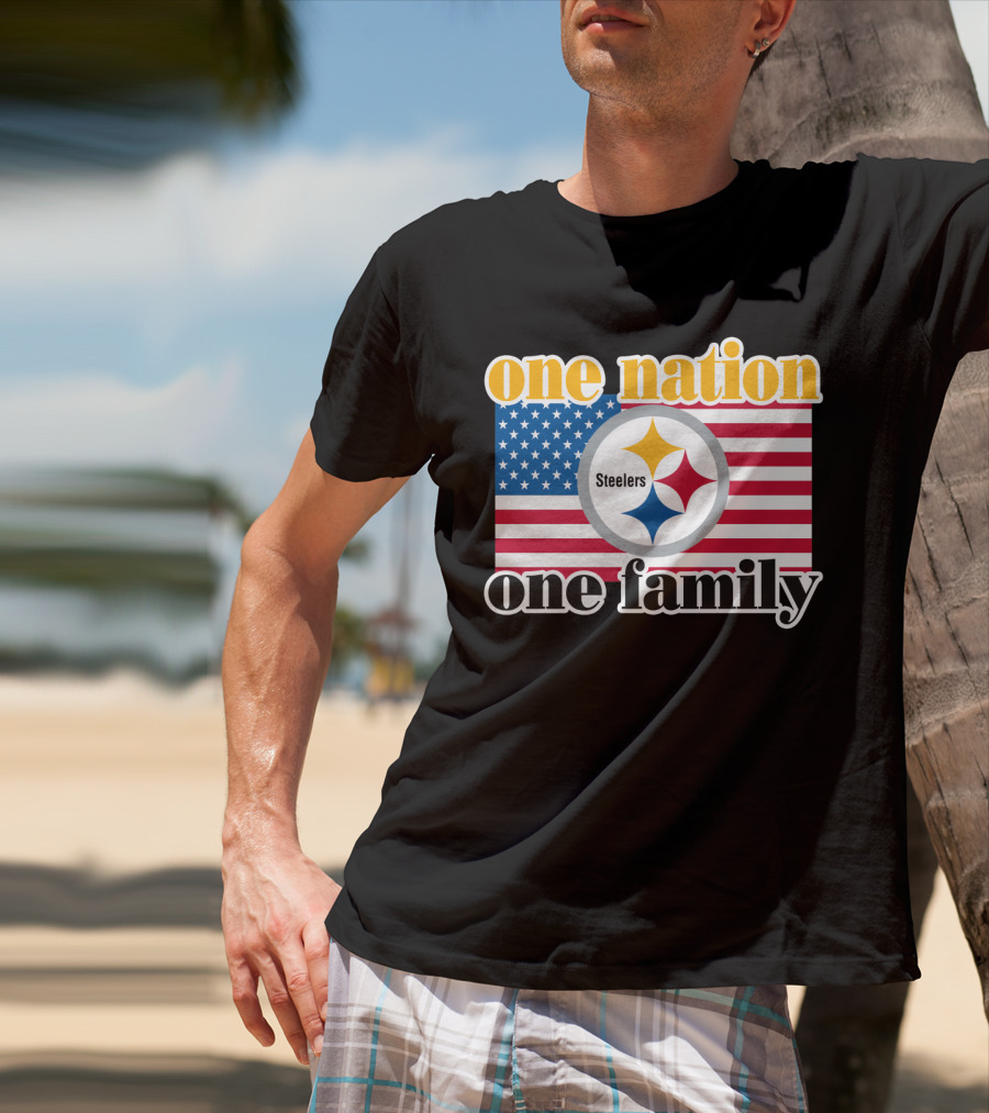 One Nation One Family Steelers American Flag T-Shirt