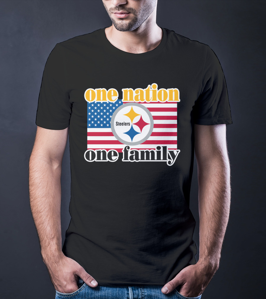 One Nation One Family Steelers American Flag T-Shirt