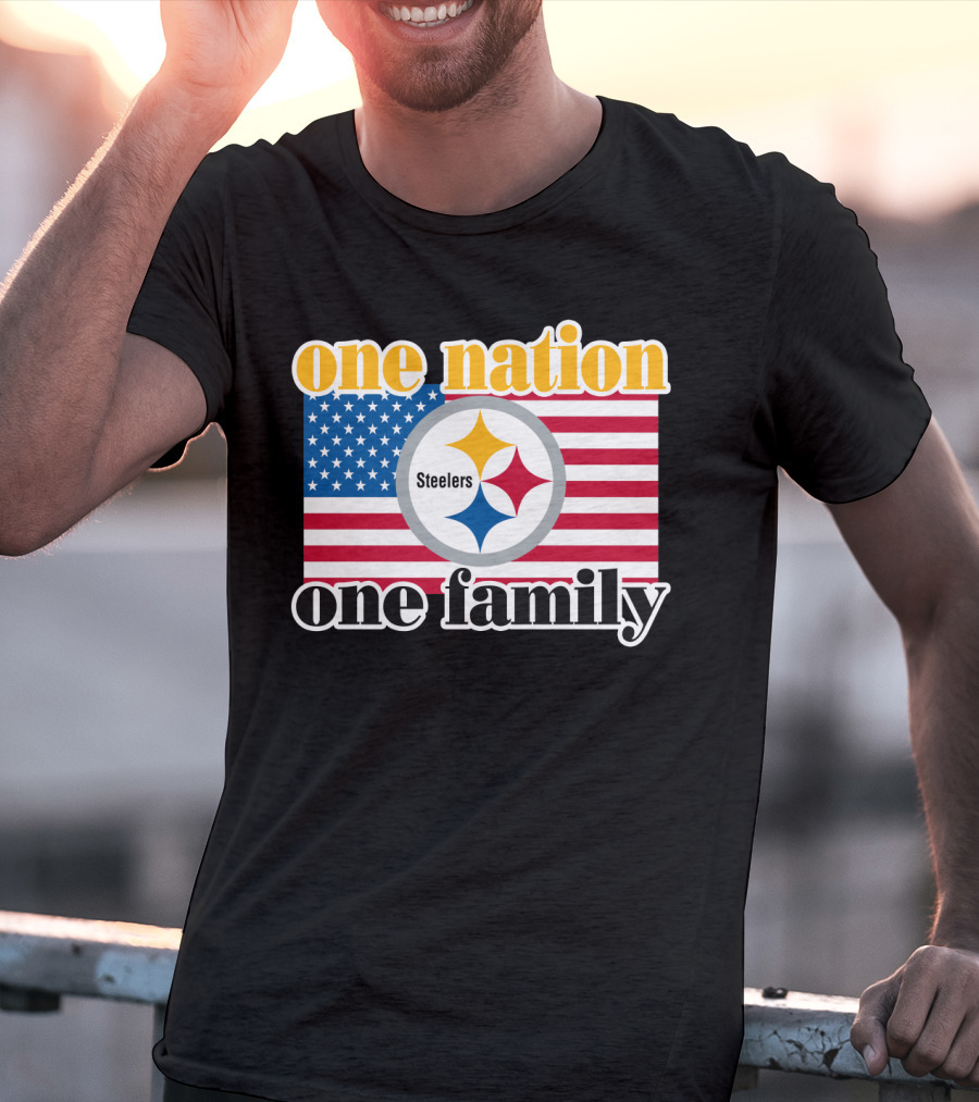One Nation One Family Steelers American Flag T-Shirt