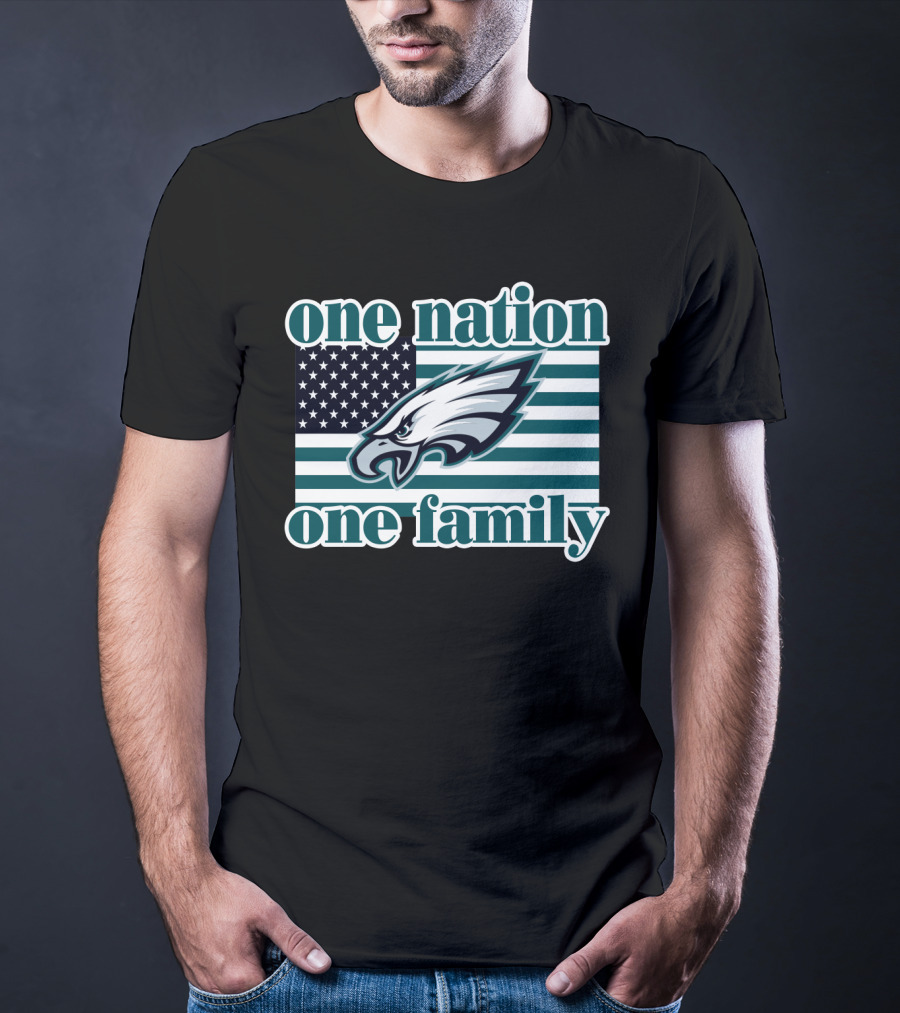 One Nation One Family Philadelphia Eagles Flag T-Shirt