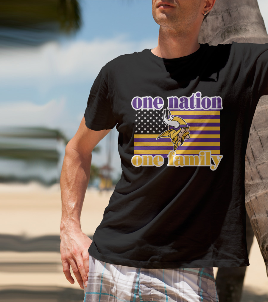 One Nation One Family Minnesota Vikings American Flag T-Shirt