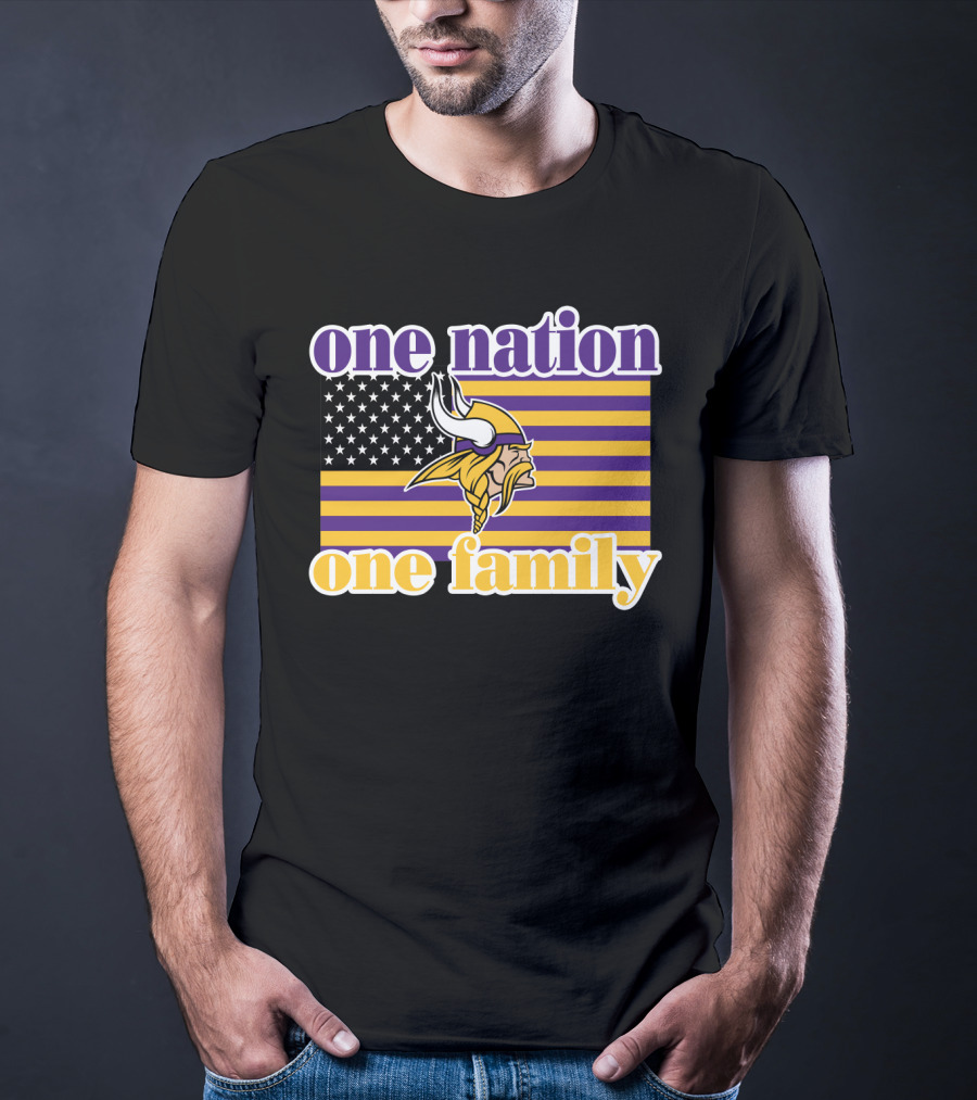 One Nation One Family Minnesota Vikings American Flag T-Shirt