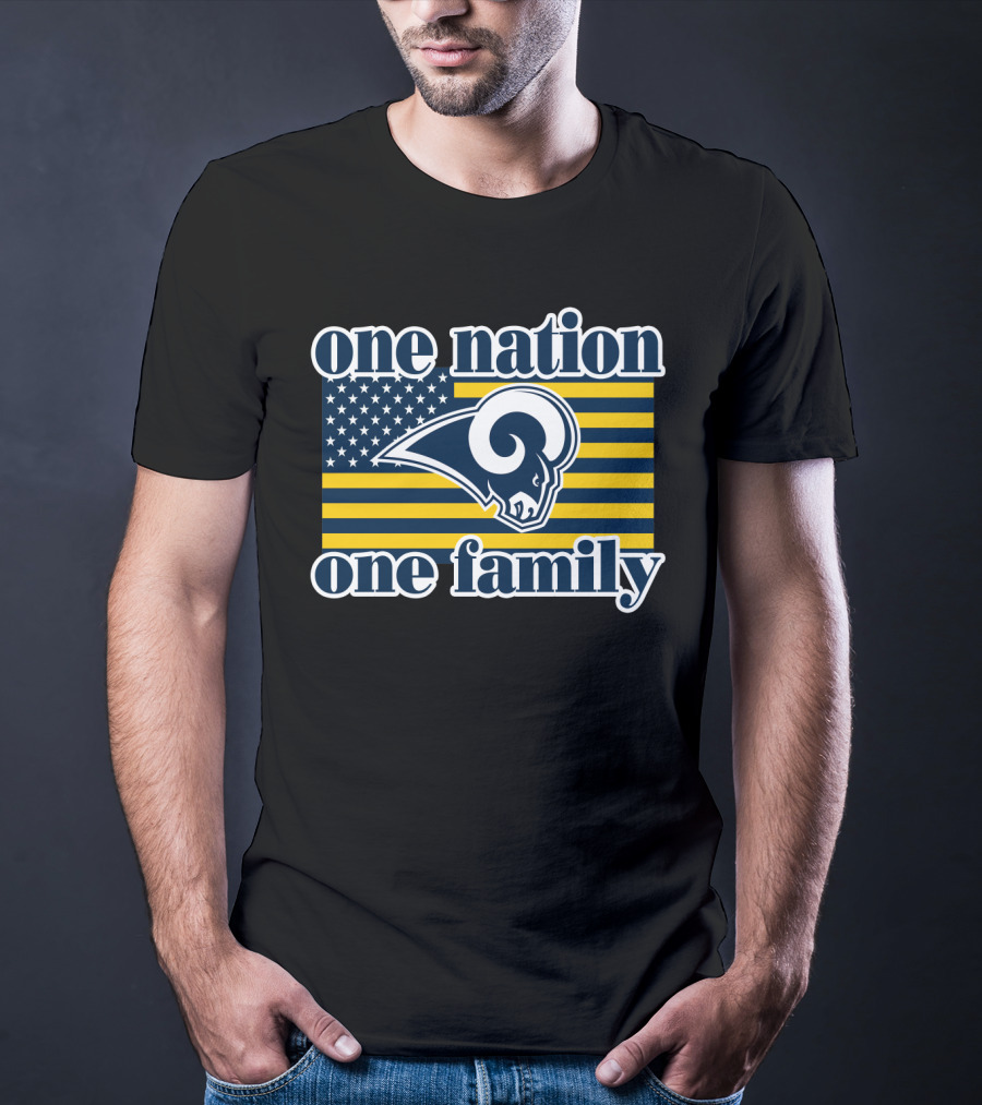 One Nation One Family Los Angeles Rams American Flag T-Shirt