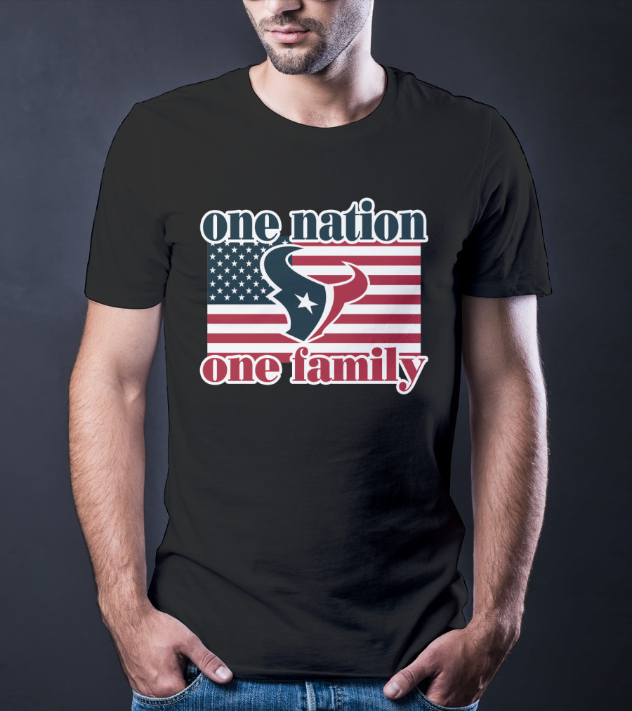 One Nation One Family Houston Texans American Flag T-Shirt