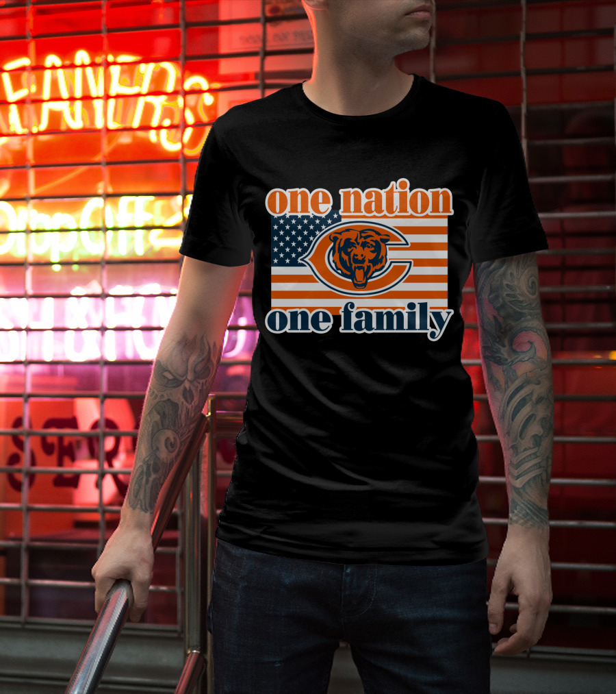 One Nation One Family Chicago Bears American Flag T-Shirt