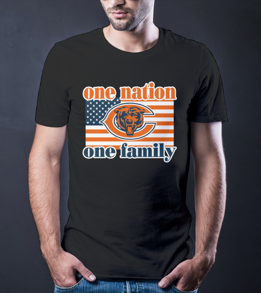One Nation One Family Chicago Bears American Flag T-Shirt