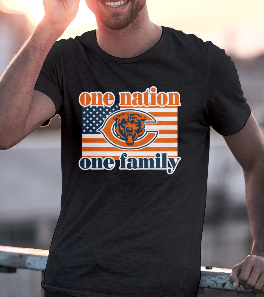 One Nation One Family Chicago Bears American Flag T-Shirt