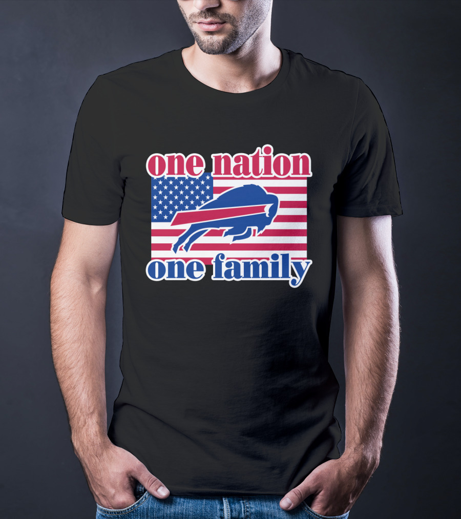 One Nation One Family Buffalo Bills Usa Flag T-Shirt