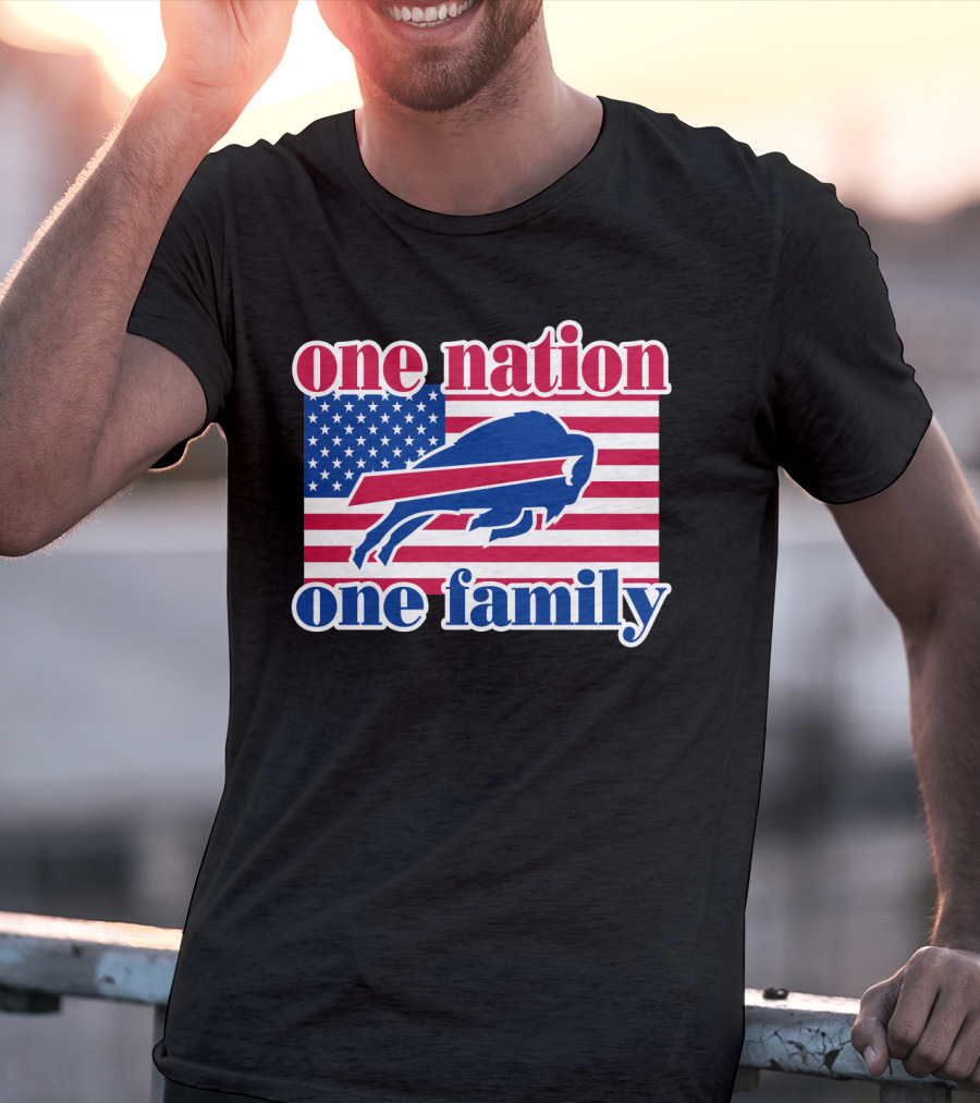 One Nation One Family Buffalo Bills Usa Flag T-Shirt