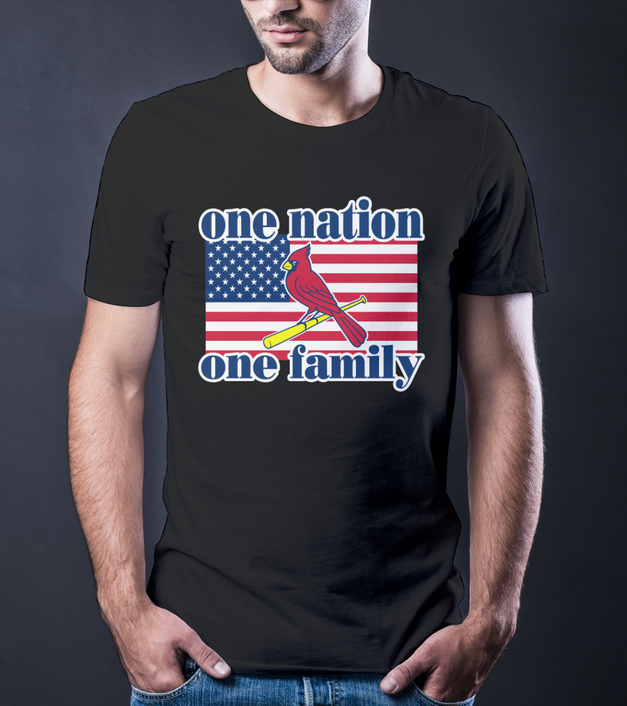 One Nation One Family St Louis Cardinals Flag T-Shirt