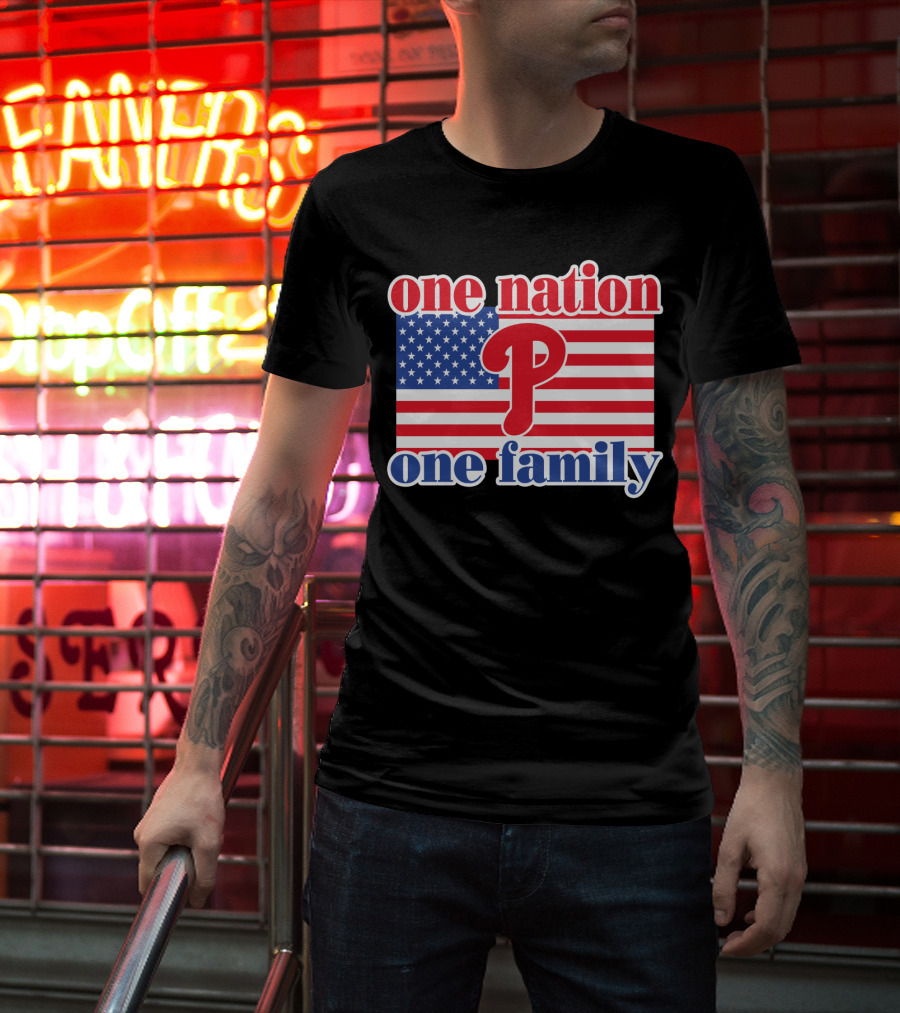 One Nation One Family Phillies American Flag T-Shirt