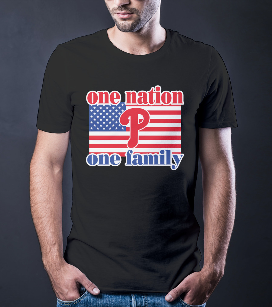One Nation One Family Phillies American Flag T-Shirt
