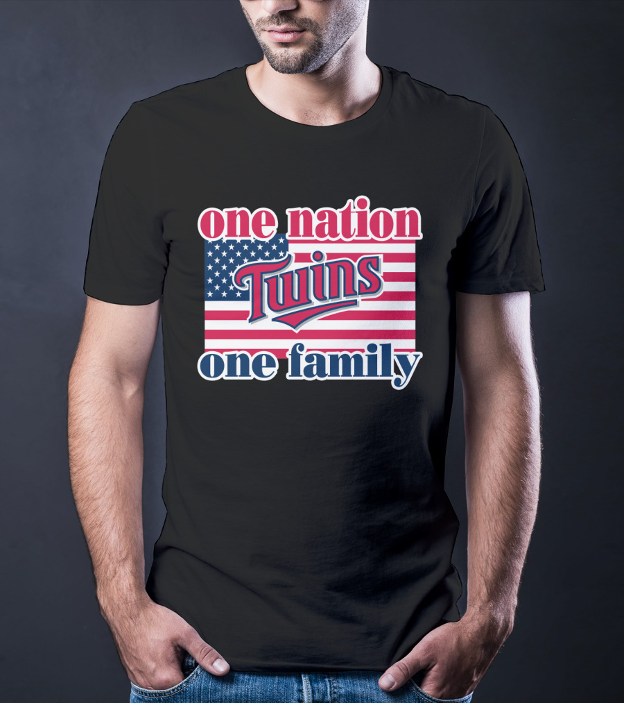 One Nation Twins One Family American Flag T-Shirt