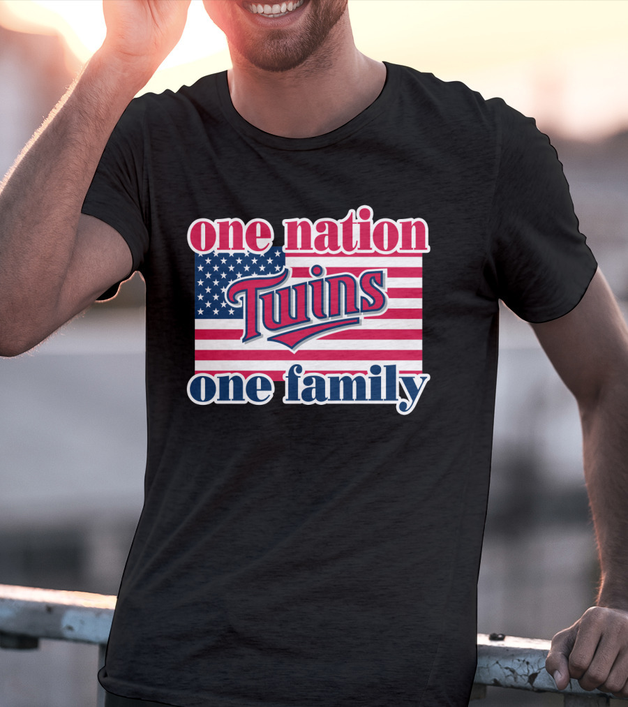 One Nation Twins One Family American Flag T-Shirt