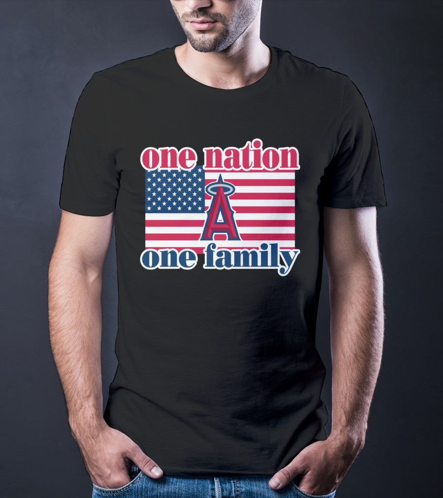 One Nation One Family Los Angeles Angels American Flag T-Shirt