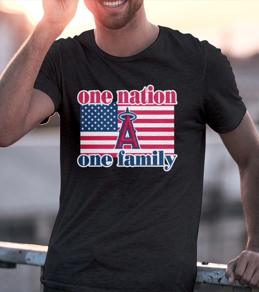 One Nation One Family Los Angeles Angels American Flag T-Shirt