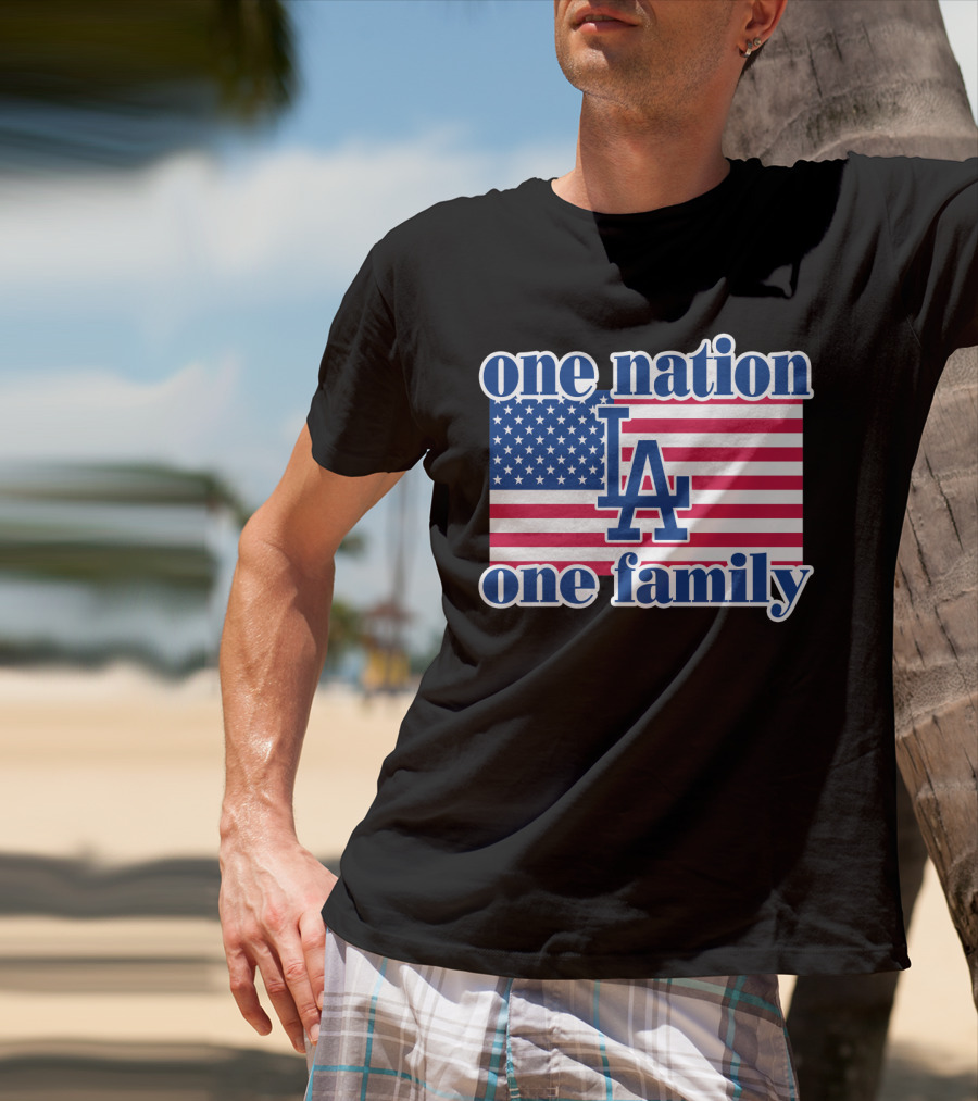 One Nation One Family La Dodgers Usa Flag T-Shirt