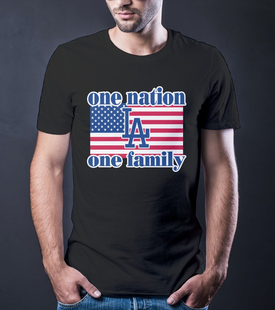 One Nation One Family La Dodgers Usa Flag T-Shirt