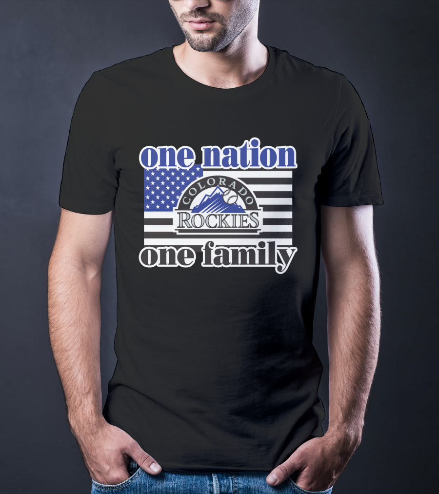 Colorado Rockies One Nation One Family Usa Flag T-Shirt