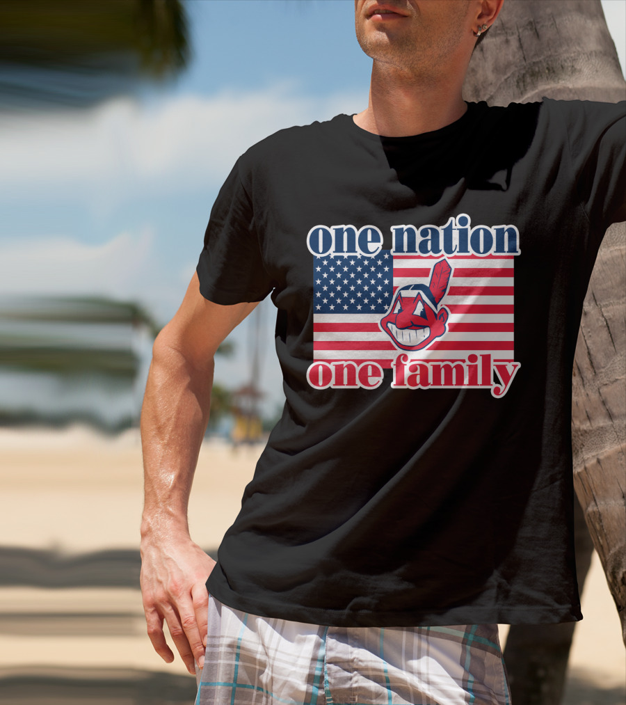 One Nation One Family 54 Cleveland Indians American Flag T-Shirt