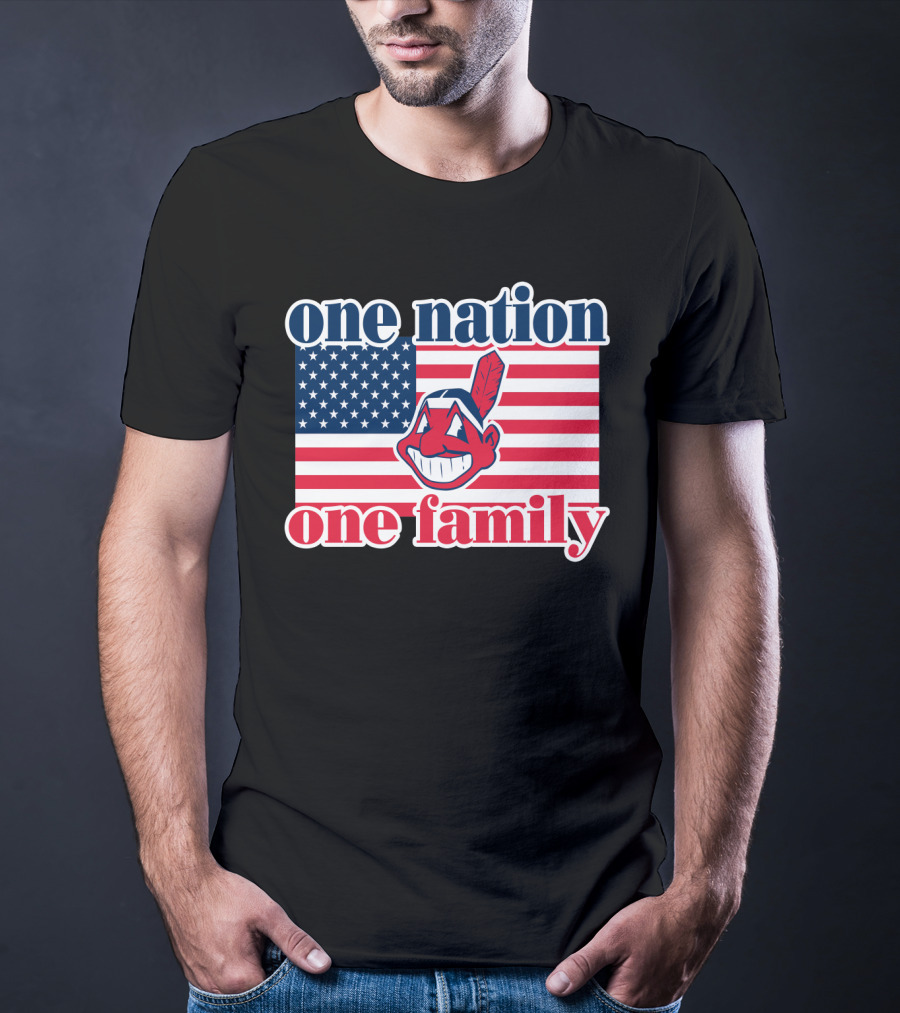 One Nation One Family 54 Cleveland Indians American Flag T-Shirt