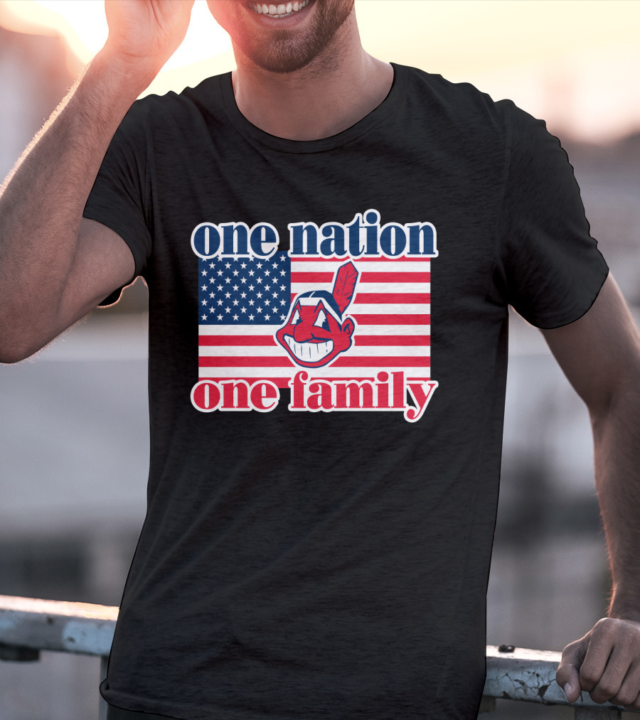 One Nation One Family 54 Cleveland Indians American Flag T-Shirt