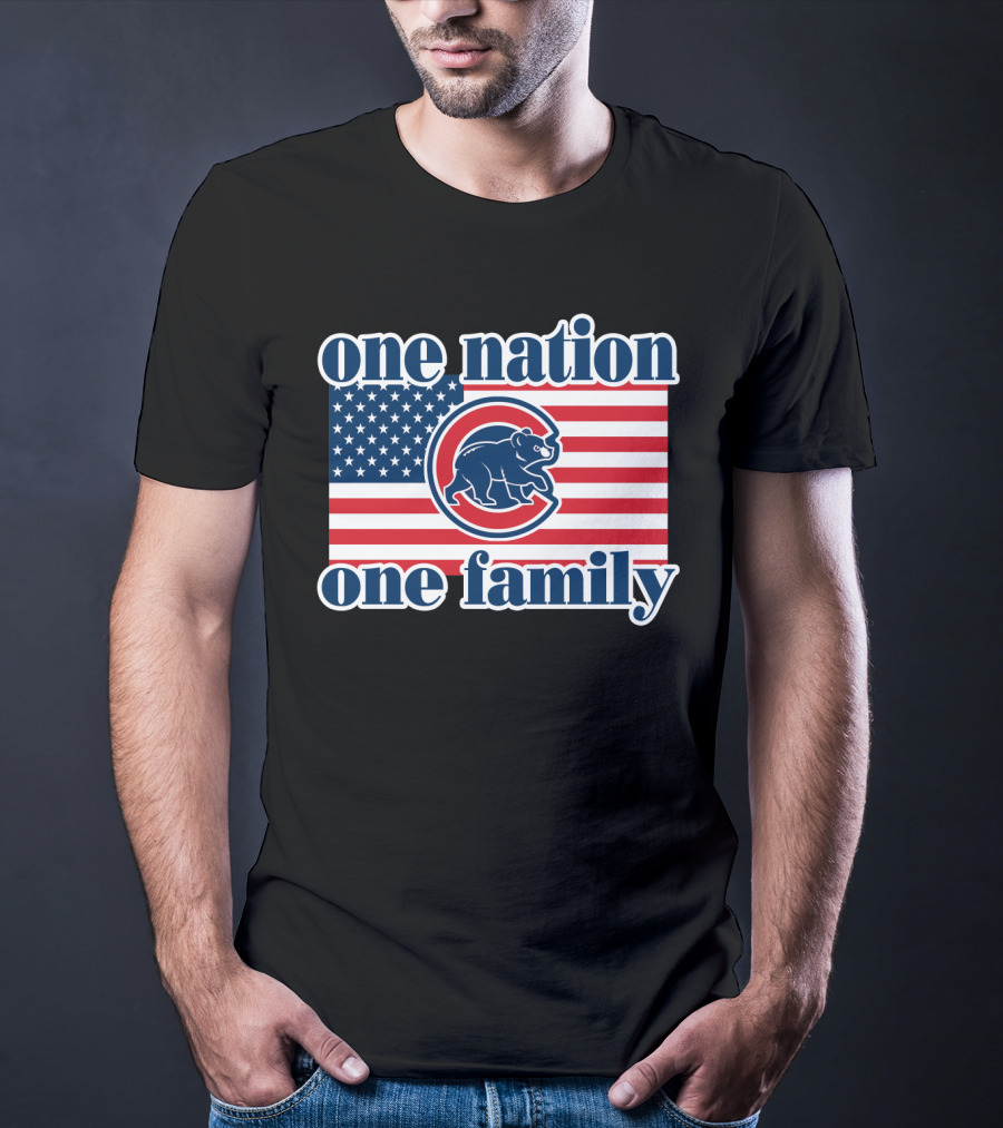 One Nation One Family 57 Chicago Cubs American Flag T-Shirt